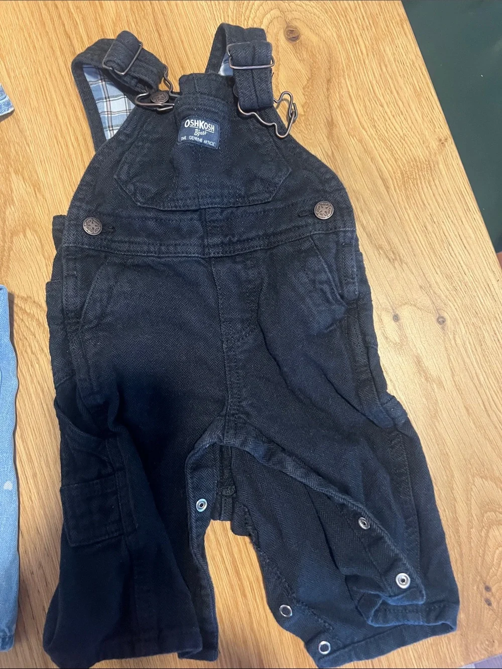 OshKosh B'gosh Heart-Print Light Blue Denim & Black Kids Overalls